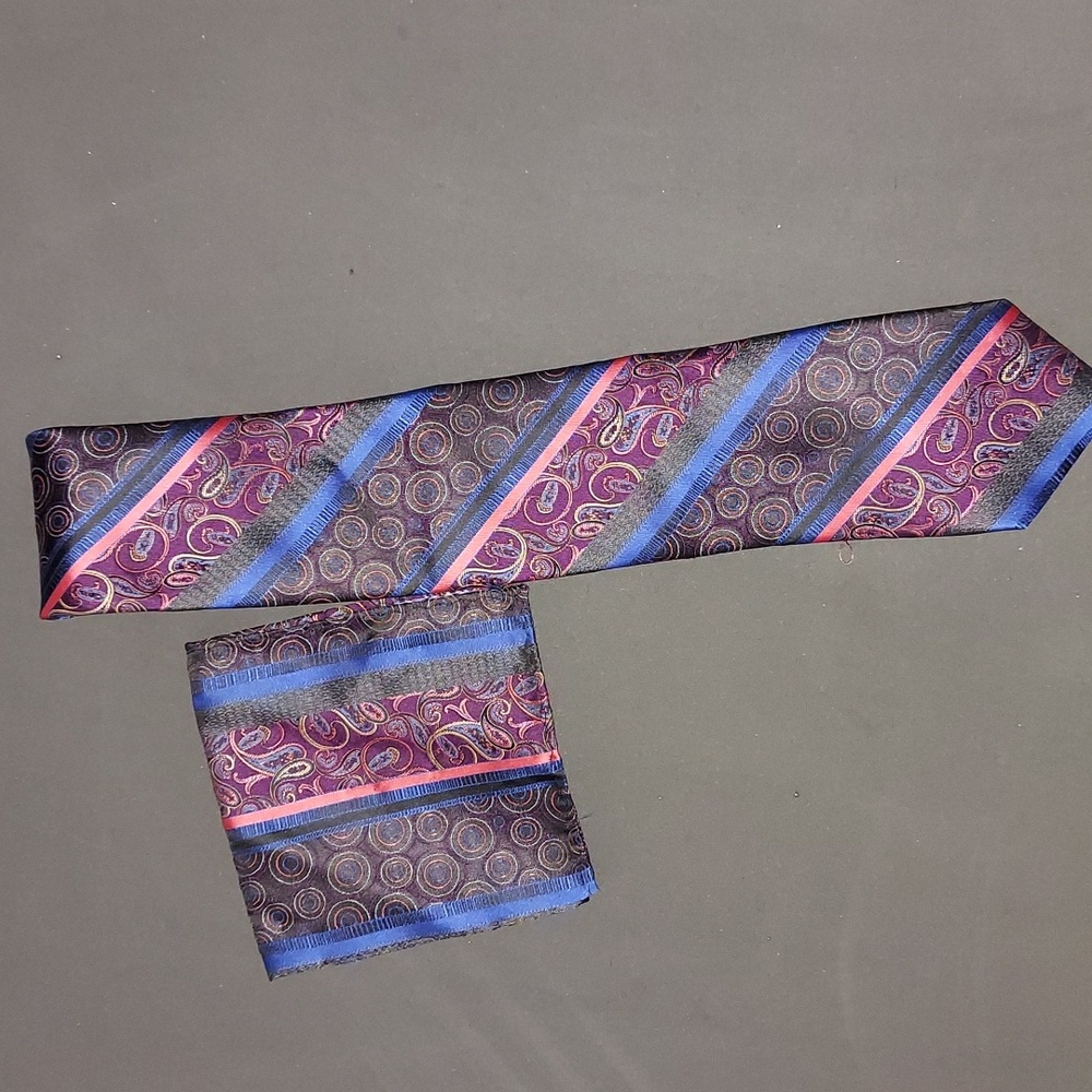 Pierre Cardin Tie Purple, Blue, Black, and Pink